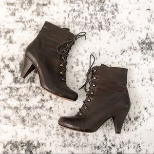 Clarks Indigo Leather Victorian Lace-Up Heeled Boots 7.5